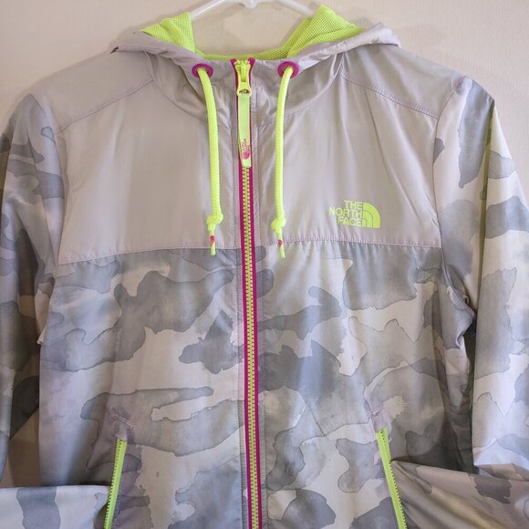 The North Face Camo Hooded Windbreaker Jacket Full Zip Pockets Womens Small - Picture 7 of 10
